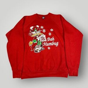 Vintage Scrooge McDuck Sweatshirt Mens XL Red Bah Humbug Christmas Graphic 90s‎
